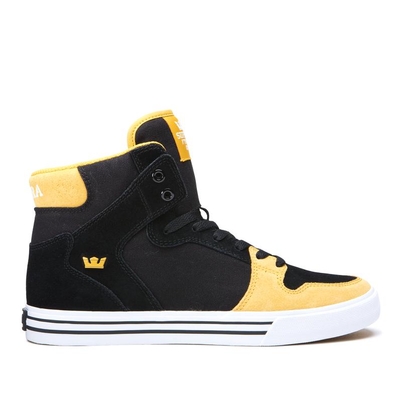 Zapatillas Altas Supra Argentina Hombre - VAIDER Negras / Amarillo (RQGUV-2348)